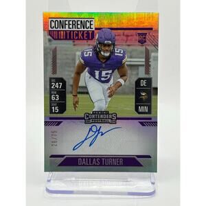 2024 Contenders Dallas Turner Rookie Conference Ticket Auto 26/75 SP Vikings RC